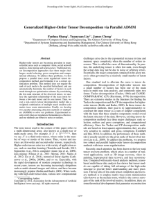 Generalized Higher-Order Tensor Decomposition via Parallel ADMM Fanhua Shang , Yuanyuan Liu