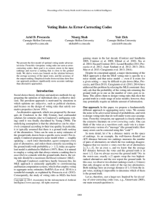 Voting Rules As Error-Correcting Codes Ariel D. Procaccia Nisarg Shah Yair Zick