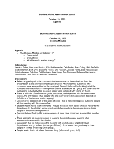 Student Affairs Assessment Council  October 19, 2005 Agenda