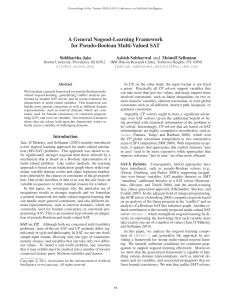 A General Nogood-Learning Framework for Pseudo-Boolean Multi-Valued SAT Siddhartha Jain