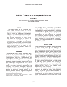 Building Collaborative Strategies via Imitation Saleha Raza