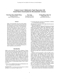 Context- ware Collaborative Topic Regression with Chaochao Chen, Xiaolin Zheng Yan wang