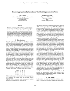 Binary Aggregation by Selection of the Most Representative Voter Ulle Endriss