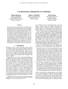 Cost-Based Query Optimization via AI Planning Nathan Robinson Sheila A. McIlraith David Toman