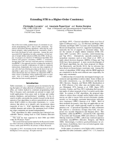 Extending STR to a Higher-Order Consistency Christophe Lecoutre and Anastasia Paparrizou