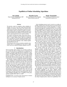 Equilibria of Online Scheduling Algorithms Itai Ashalgi Brendan Lucier Moshe Tennenholtz