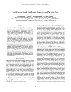 Multi-Armed Bandit with Budget Constraint and Variable Costs Wenkui Ding