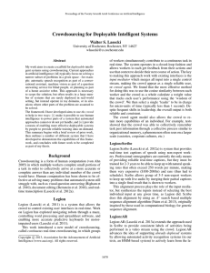 Crowdsourcing for Deployable Intelligent Systems Walter S. Lasecki