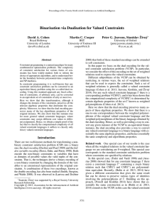 Binarisation via Dualisation for Valued Constraints David A. Cohen Martin C. Cooper