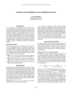 Scalable Agent Modeling for Large Multiagent Systems Carrie Rebhuhn Introduction