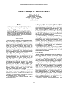 Research Challenges in Combinatorial Search Richard E. Korf