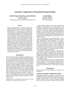 Automatic Configuration of Sequential Planning Portfolios Frank Hutter