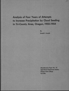 Analysis of Four Years of Attempts in Tri-County Area, Oregon, 1950-1954 By