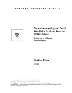 Mental Accounting and Small Windfalls: Evidence from an Online Grocer Working Paper