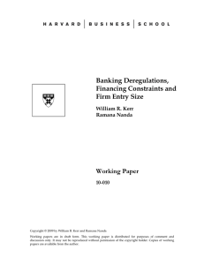 Banking Deregulations, Financing Constraints and Firm Entry Size Working Paper