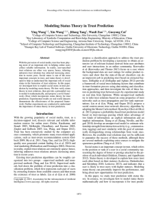 Modeling Status Theory in Trust Prediction Ying Wang , Xin Wang