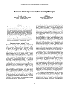 Consistent Knowledge Discovery from Evolving Ontologies Freddy L´ecu´e Jeff Z.Pan