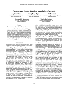 Crowdsourcing Complex Workflows under Budget Constraints Long Tran-Thanh Trung Dong Huynh Avi Rosenfeld