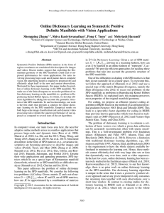 Online Dictionary Learning on Symmetric Positive Deﬁnite Manifolds with Vision Applications