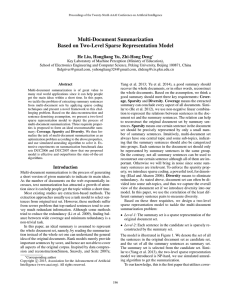 Multi-Document Summarization Based on Two-Level Sparse Representation Model