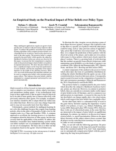 An Empirical Study on the Practical Impact of Prior Beliefs... Stefano V. Albrecht Jacob W. Crandall Subramanian Ramamoorthy