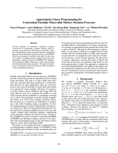 Approximate Linear Programming for Constrained Partially Observable Markov Decision Processes Pascal Poupart