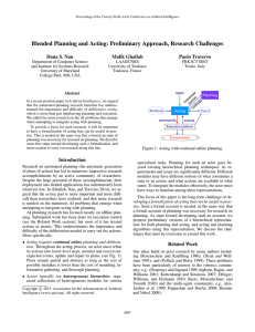 Blended Planning and Acting: Preliminary Approach, Research Challenges Dana S. Nau