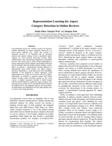 Representation Learning for Aspect Category Detection in Online Reviews Xinjie Zhou