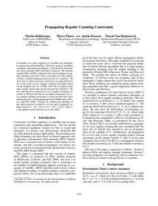 Propagating Regular Counting Constraints Nicolas Beldiceanu Pierre Flener and Justin Pearson