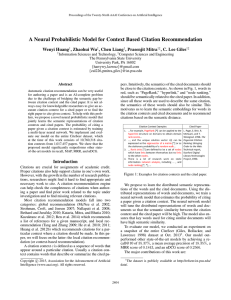 A Neural Probabilistic Model for Context Based Citation Recommendation Wenyi Huang