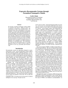 Expressive Recommender Systems through Normalized Nonnegative Models Cyril J. Stark