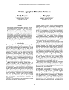 Optimal Aggregation of Uncertain Preferences Ariel D. Procaccia Nisarg Shah