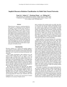 Implicit Discourse Relation Classiﬁcation via Multi-Task Neural Networks Yang Liu