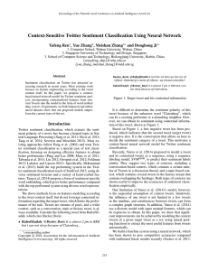 Context-Sensitive Twitter Sentiment Classiﬁcation Using Neural Network Yafeng Ren , Yue Zhang