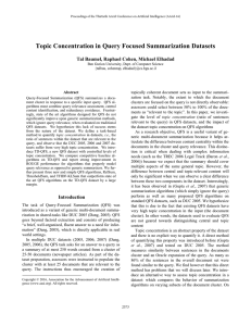 Topic Concentration in Query Focused Summarization Datasets