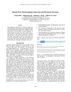 Distant IE by Bootstrapping Using Lists and Document Structure Lidong Bing