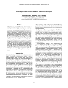 Semisupervised Autoencoder for Sentiment Analysis Shuangfei Zhai, Zhongfei (Mark) Zhang