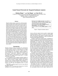 Gated Neural Networks for Targeted Sentiment Analysis Meishan Zhang and Yue Zhang