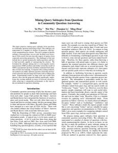 Mining Query Subtopics from Questions in Community Question Answering Yu Wu, Wei Wu,