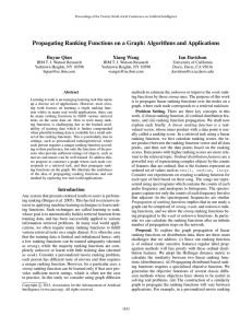 Propagating Ranking Functions on a Graph: Algorithms and Applications Buyue Qian