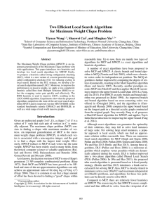 Two Efﬁcient Local Search Algorithms for Maximum Weight Clique Problem Yiyuan Wang