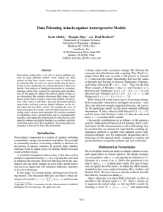 Data Poisoning Attacks against Autoregressive Models Scott Alfeld, Xiaojin Zhu, and Paul Barford