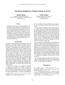 Distributed Multiplicative Weights Methods for DCOP Daisuke Hatano Yuichi Yoshida