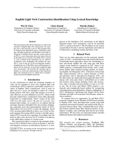 English Light Verb Construction Identification Using Lexical Knowledge Wei-Te Chen Claire Bonial