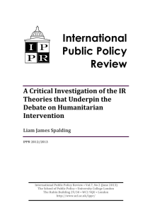 International Public Policy Review A Critical Investigation of the IR
