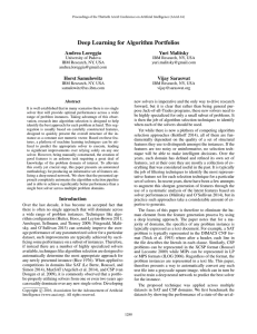 Deep Learning for Algorithm Portfolios Andrea Loreggia Yuri Malitsky