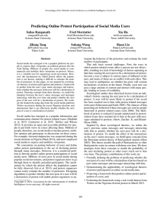 Predicting Online Protest Participation of Social Media Users Suhas Ranganath Fred Morstatter