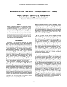 Rational Veriﬁcation: From Model Checking to Equilibrium Checking Enrico Marchioni Giuseppe Perelli