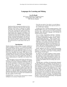 Languages for Learning and Mining Luc De Raedt