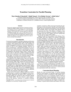 Transition Constraints for Parallel Planning Nina Ghanbari Ghooshchi , Majid Namazi